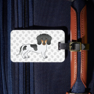 Étiquette À Bagage Piebald Noir Et Tan Cheveux Courte Dachshund Et Te