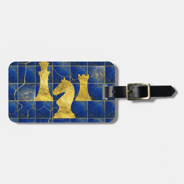 Étiquette À Bagage Pièces d'échecs d'échiquier et d'or de lazulite de (Devant horizontal)
