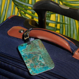 Étiquette À Bagage Pierre minérale bleu Chrysocolla
