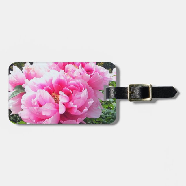 Étiquette À Bagage Pies roses florissantes (Devant horizontal)