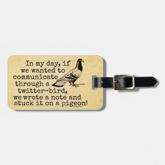 Étiquette À Bagage Pigeon drôle d'oiseau de gazouillement de (Devant horizontal)