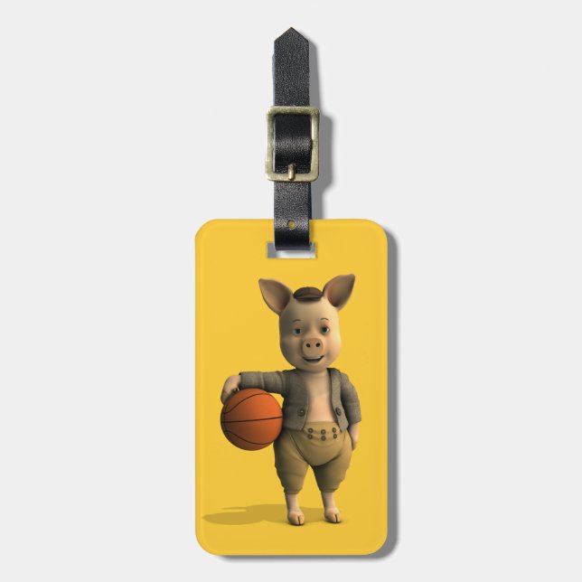 Étiquette À Bagage Piglet de basket (Devant Vertical)