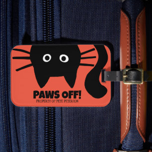 Étiquette À Bagage Pince Off Peeking Black Cat Votre Texte Nom Person