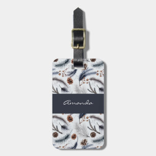 Étiquette À Bagage Pine Cones & Pine Needles Aquarelles Motif