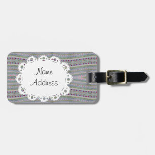 Étiquette À Bagage Pink and Green Pretty Hearts Motif