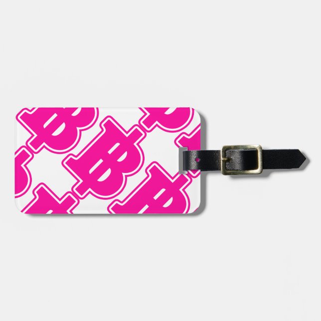 Étiquette À Bagage PINK BAHT SIGNER ฿ Thai Devise ฿ (Devant horizontal)