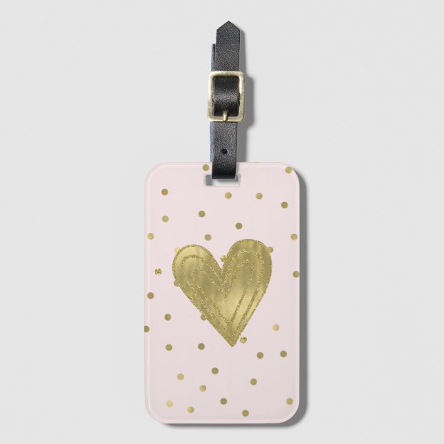Étiquette À Bagage Pink Blush Gold Sparkt Confetti (Devant Vertical)