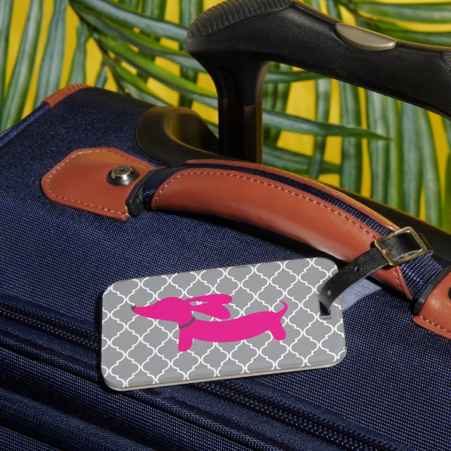 Étiquette À Bagage Pink Dachshund Bagage Sac Bag Cadeau (Insitu Rectoal 3)