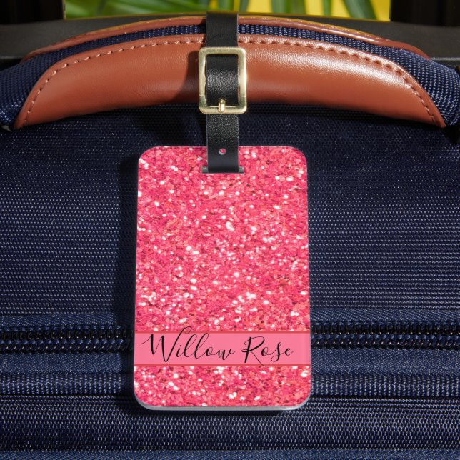 Étiquette À Bagage Pink fun pétillant parties scintillant motif, cade (Insitu Rectoal 2)
