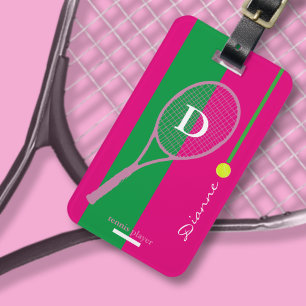 Étiquette À Bagage Pink Girl Sport Tennis Personnalisé
