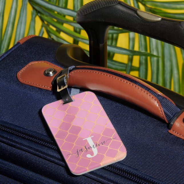 Étiquette À Bagage Pink Gold Personnalisé fille (Insitu Rectoal 1)