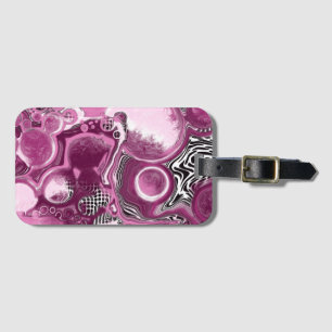 Étiquette À Bagage Pink, Magenta et Black Fluid Art Pour Peinture