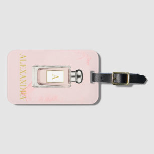 Étiquette À Bagage Pink Parfum Bouteille Chic Monogramme Personnel