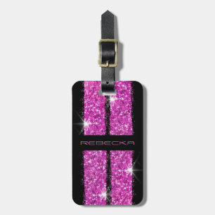 Étiquette À Bagage Pink Parties scintillant Girly Voiture Racing band