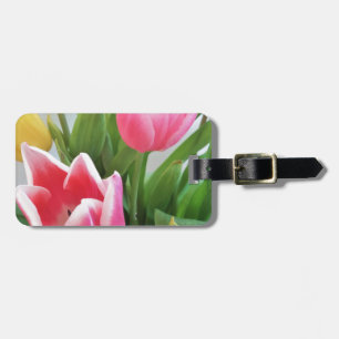 Étiquette À Bagage Pink Tulips, Floral Spring Bouquet, Flowers