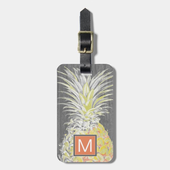 Étiquette À Bagage Pinneapple jaune tropical (Devant Vertical)