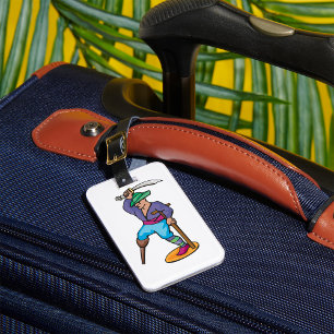 Étiquette À Bagage Pirate avec jambe de bois et épée