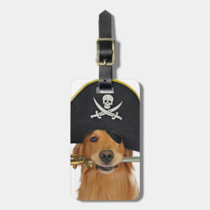 Étiquette À Bagage Pirate de Halloween de golden retriever