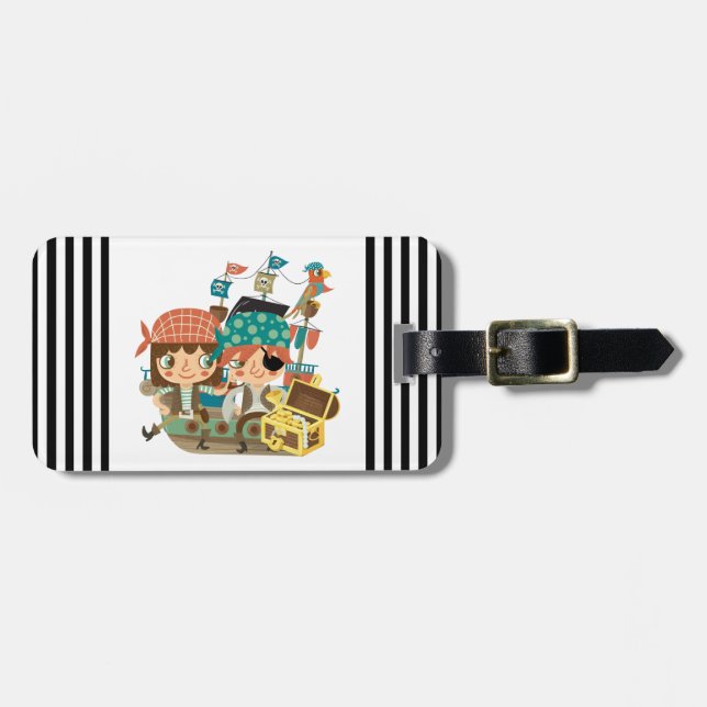 Étiquette À Bagage Pirates avec le trésor (Devant horizontal)