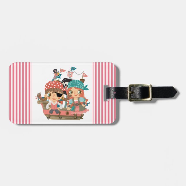 Étiquette À Bagage Pirates Girly (Devant horizontal)