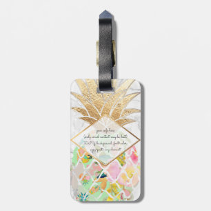 Étiquette À Bagage PixDezines Aloha Ananas+Marbre Blanc