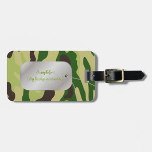 Étiquette À Bagage PixDezines camouflage vert + dogtag
