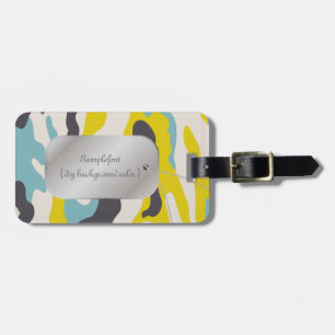 Étiquette À Bagage PixDezines jaune+bleu camo+dogtag