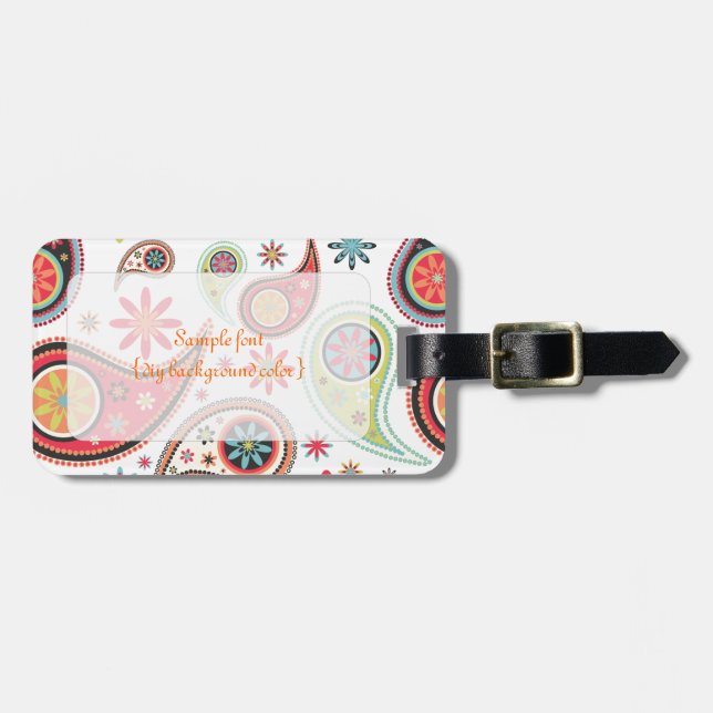 Étiquette À Bagage PixDezines retro paisley/arrière - plan do-it-your (Devant horizontal)