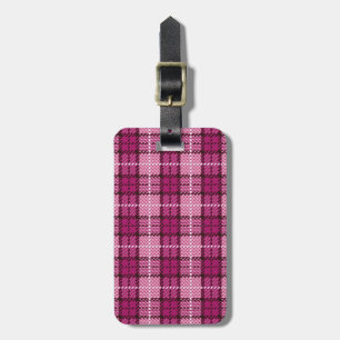 Étiquette À Bagage Pixel Plaid_Magenta-Black