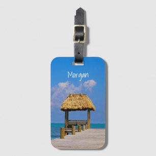 Étiquette À Bagage Plage Bleu Océan Tropical Caribbean Island Photo