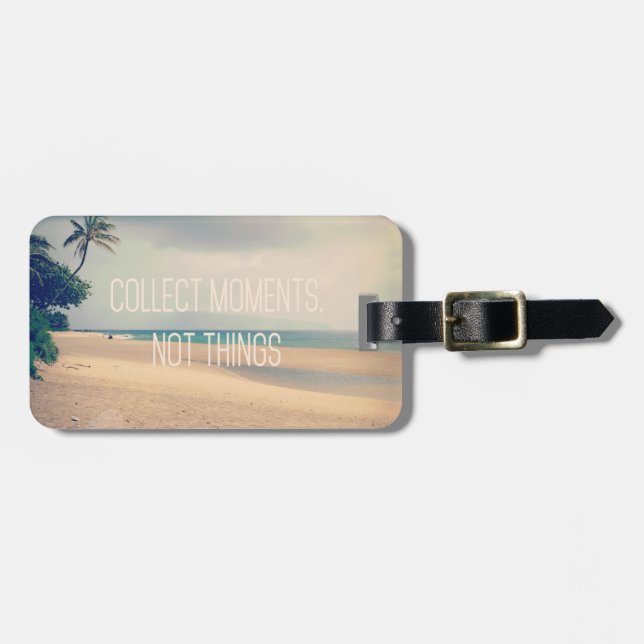 Étiquette À Bagage Plage Hawaii | Collect Moments Not Things (Devant horizontal)