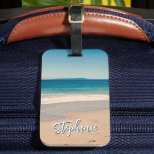Étiquette À Bagage Plage personnalisée Photo Océan Bleu Pittoresque