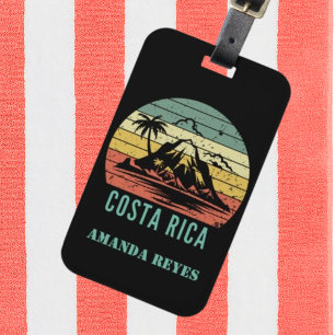 Étiquette À Bagage Plage Retro Costa Rica personnalisée