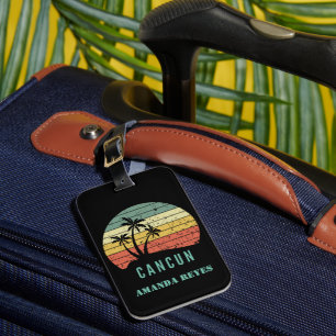 Étiquette À Bagage Plage Retro Personnalisée de Cancun