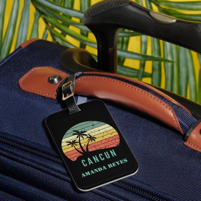 Étiquette À Bagage Plage Retro Personnalisée de Cancun (Insitu Rectoal 1)