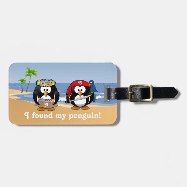 Étiquette À Bagage Plage tropicale d'île de pirate de danse (Devant horizontal)