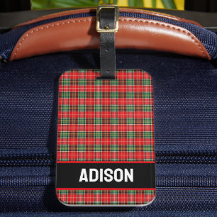 Étiquette À Bagage Plaid de Noël traditionnel