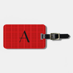 Étiquette À Bagage Plaid de rouge de monogramme