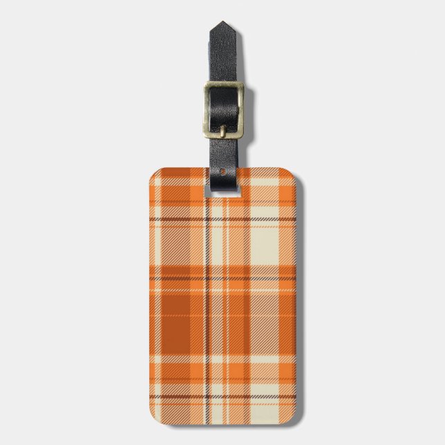 Étiquette À Bagage Plaid orange (Devant Vertical)