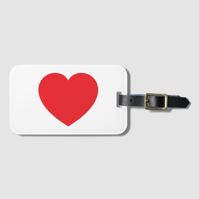 Étiquette À Bagage Plain Modern White Red Love Heart Graphic (Devant Horizontal)