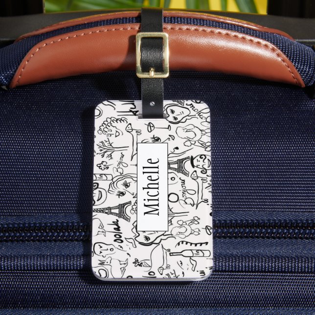 Étiquette À Bagage Plan de la scène Paris Rue Noir & Blanc (Insitu Rectoal 2)