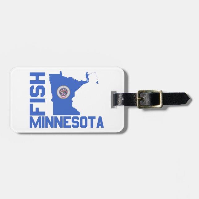 Étiquette À Bagage Plan de l'État du Minnesota de Poisson (Devant horizontal)
