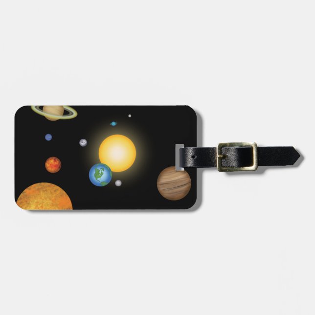 Étiquette À Bagage Planètes du système solaire dans l'espace profond  (Devant horizontal)
