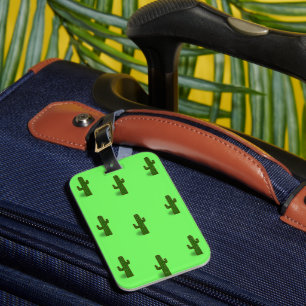 Étiquette À Bagage Plante Cactus sur vert clair