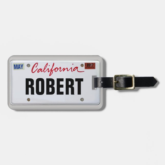 Étiquette À Bagage Plaque de licence Californie avec votre nom (Devant horizontal)