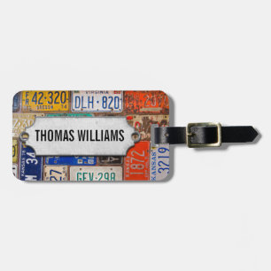 Étiquette À Bagage Plaques d'immatriculation vintages avec étiquette