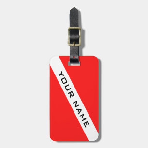 ÉTIQUETTE À BAGAGE PLONGÉE DE SCUBA. SIGNE DU DRAPEAU DE DIVERS.BALIS