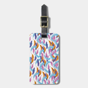 Étiquette À Bagage Plumes multicolores