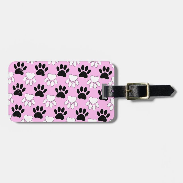 Étiquette À Bagage Poches Noires Et Blanches Perdues Sur Arrière - pl (Devant horizontal)