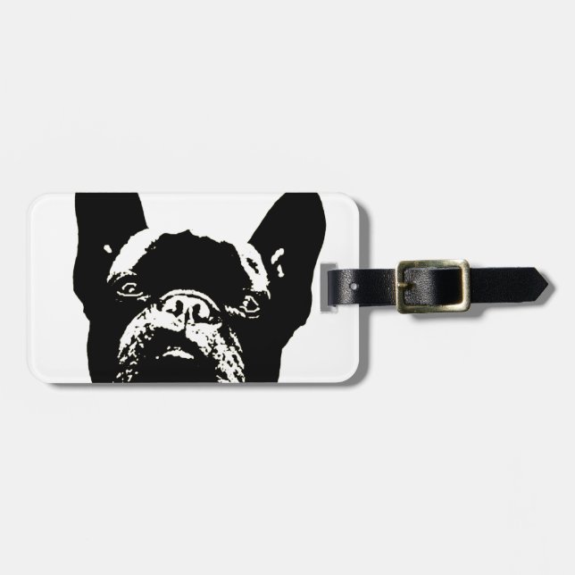 Étiquette À Bagage Pochoir de bouledogue français (Devant horizontal)
